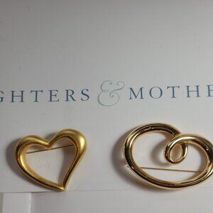 Mother and Daughter Gift Hearts "I share my Heart with my Daughter" Two Brooches